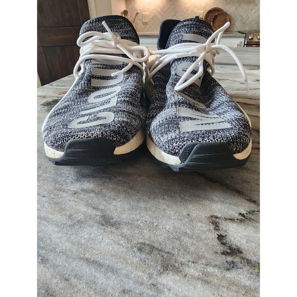 Size 12.5 Adidas Pharrell x NMD Human Race Trail Oreo Sneakers Moon Clouds - Picture 11 of 12